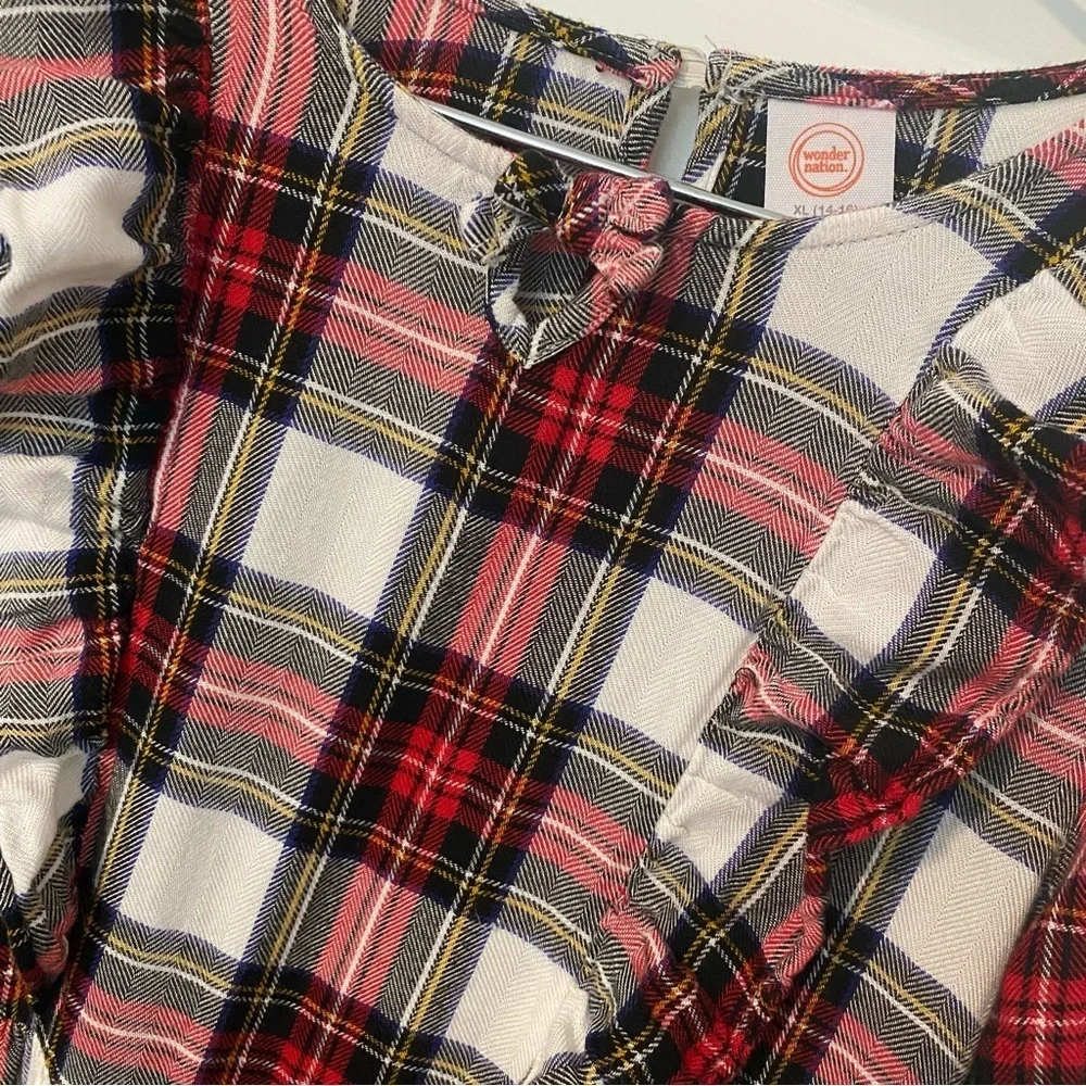 Plaid Ruffle Dress Size XL 14/16 Red Black Yellow White
